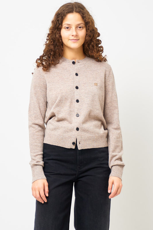 Fitted Cardigan Greige Melange