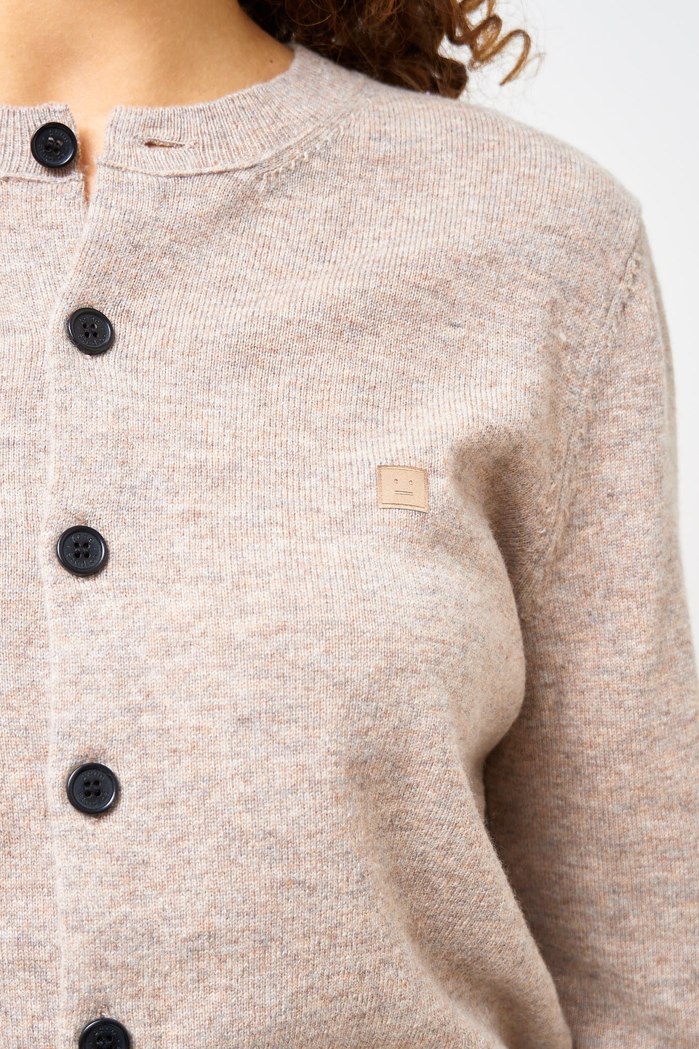 Fitted Cardigan Greige Melange