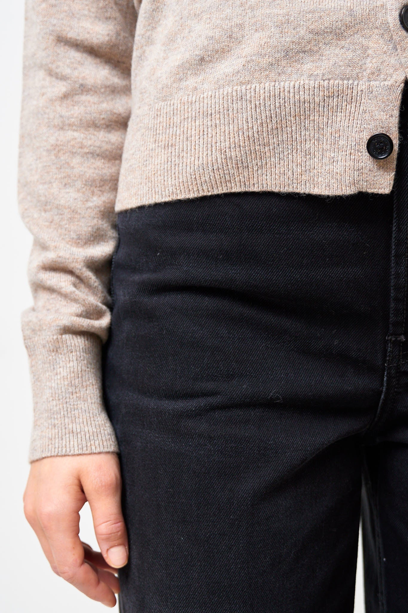 Fitted Cardigan Greige Melange