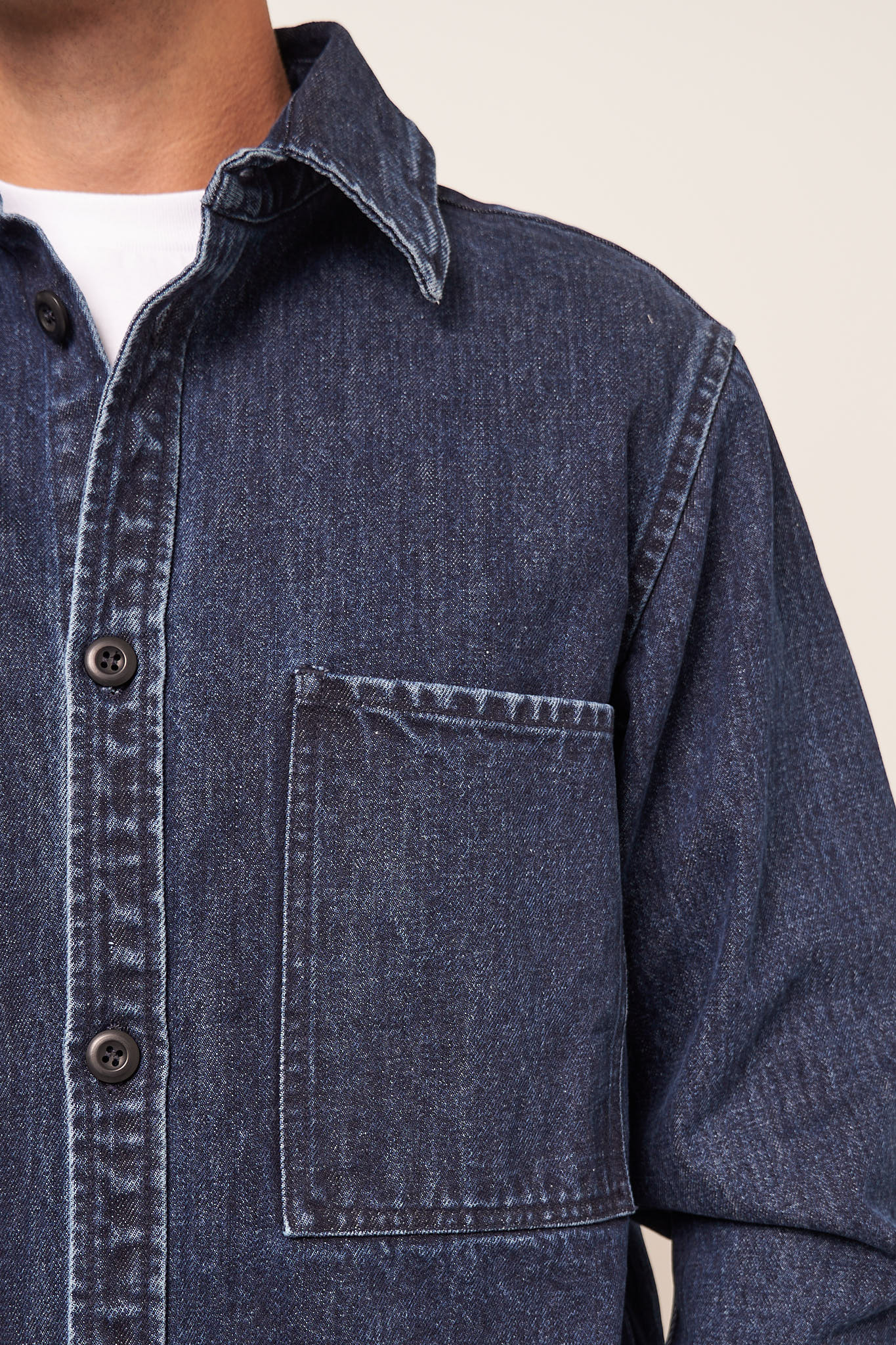 Flow Overshirt Washed Blue Denim