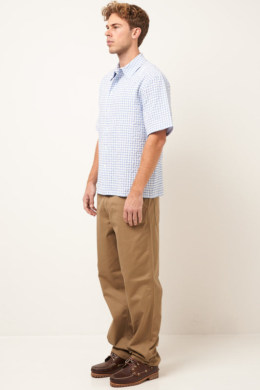 Gingham Seersucker Shirt Light Blue