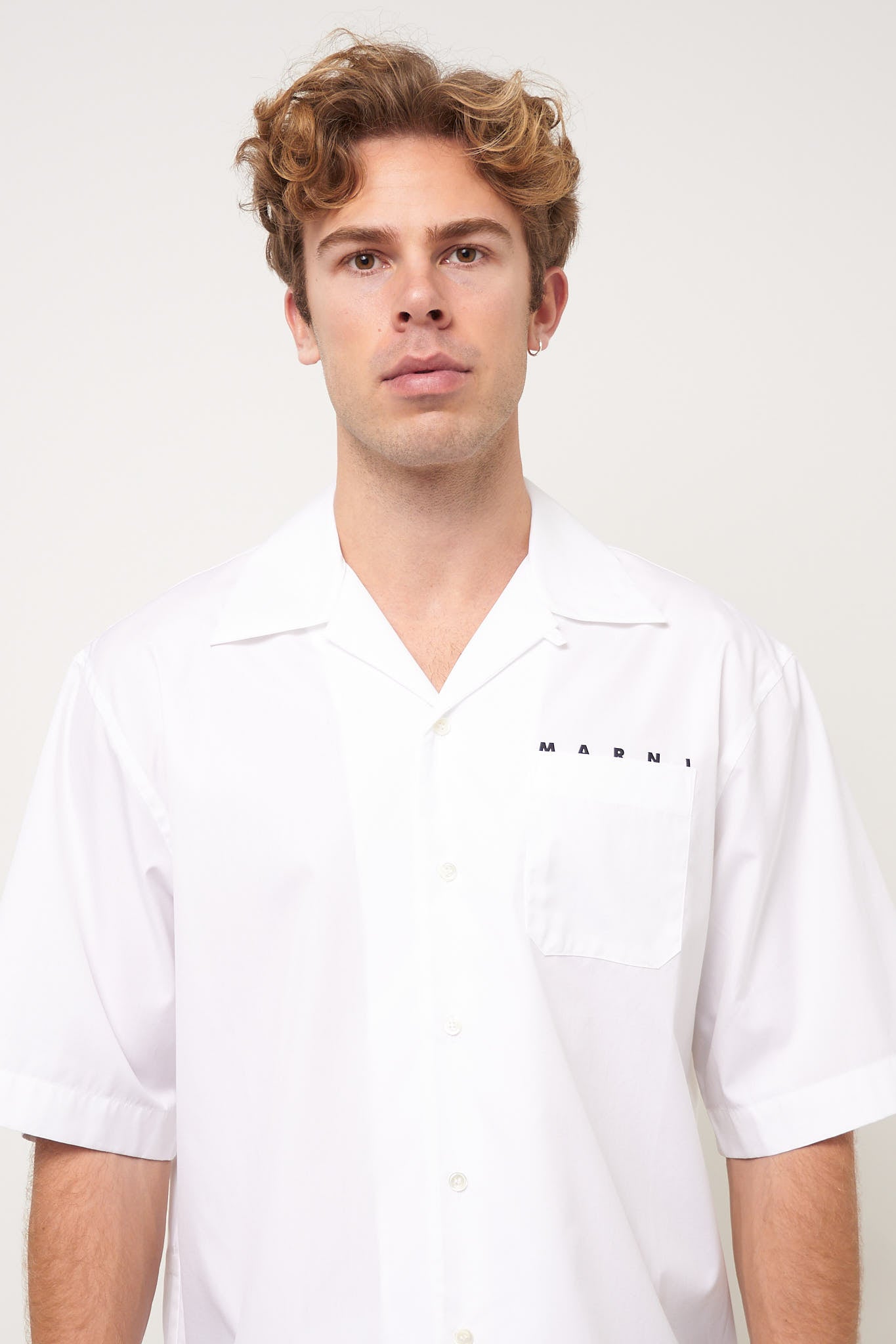 Hidden Logo Bowling Shirt White