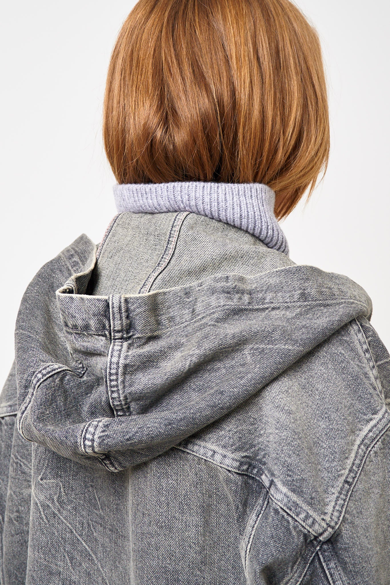 Hooded Denim Jacket Washed Black