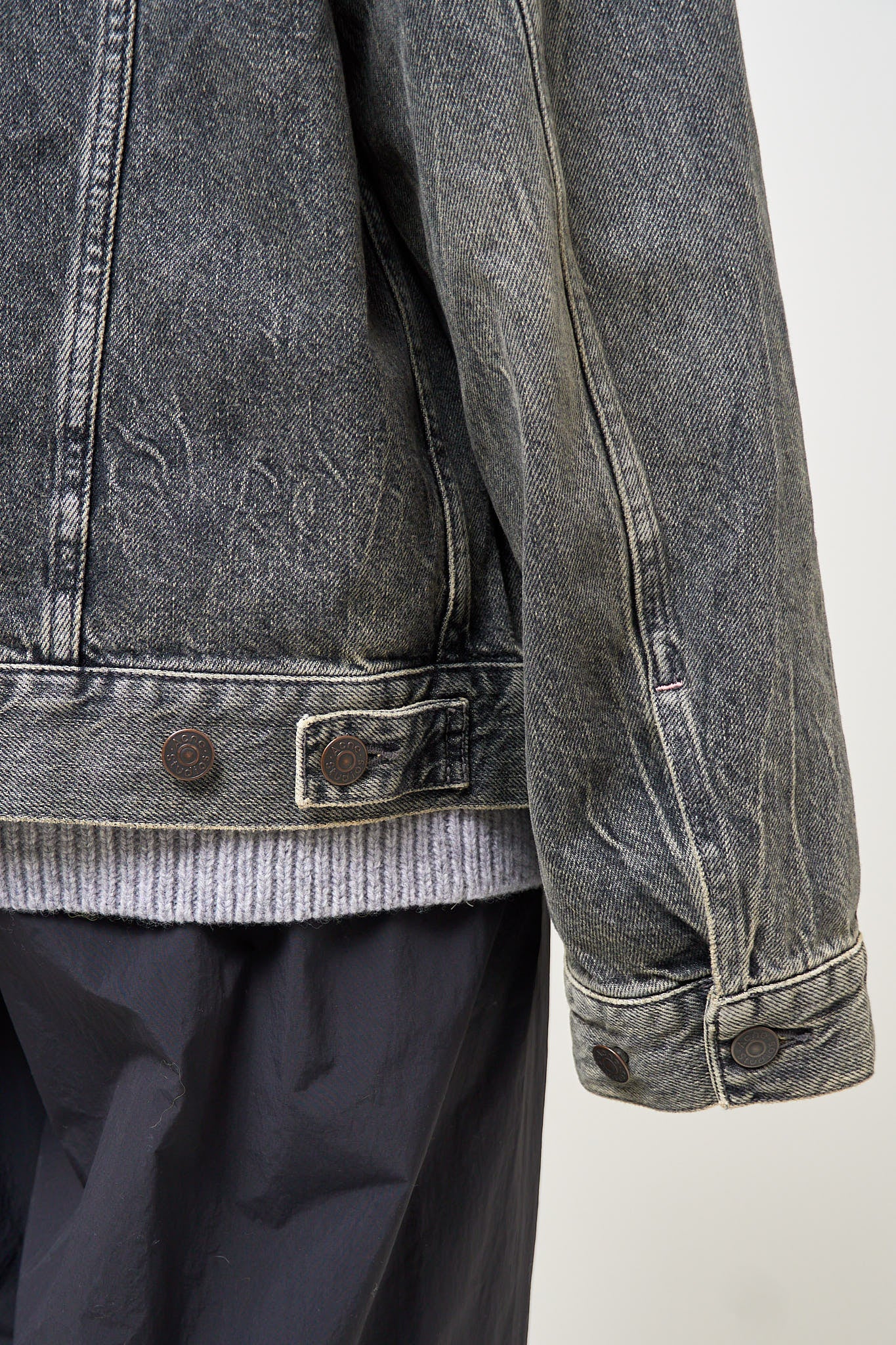 Hooded Denim Jacket Washed Black