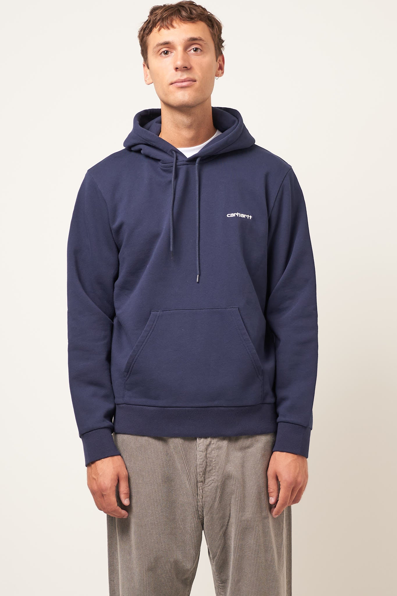 Hooded Script Ebroidery Script Sweat Air Force Blue/White