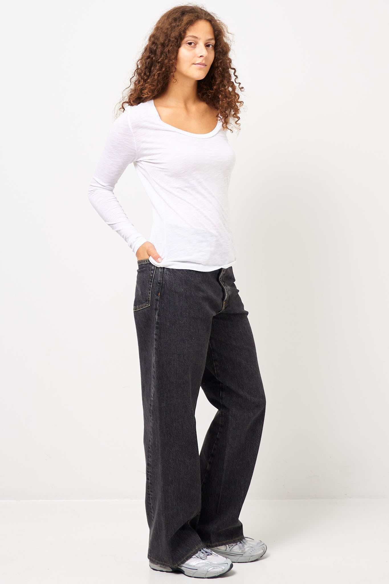 Jacksonville Round Neck LS T-shirt White