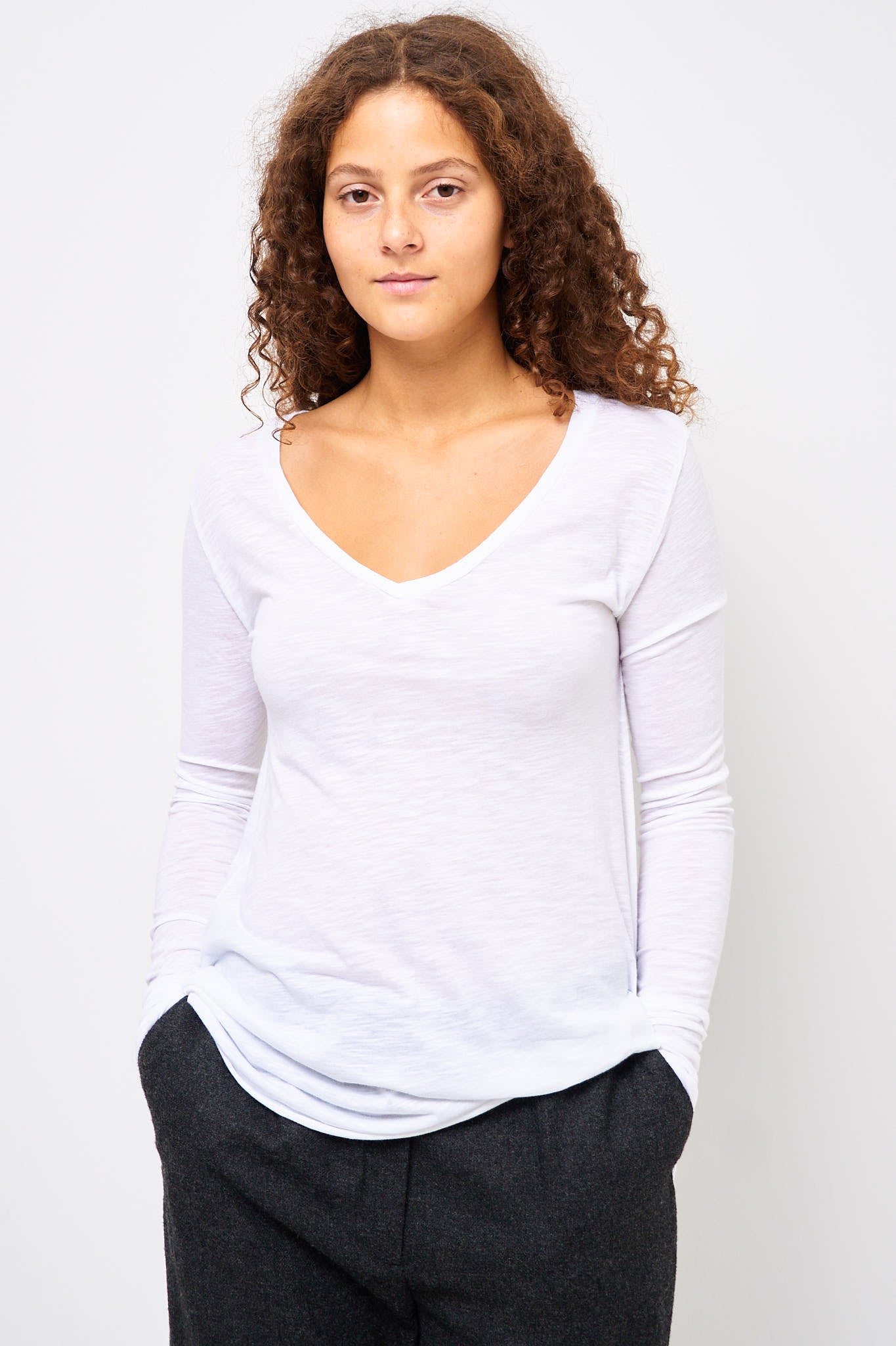 Jacksonville V-neck LS T-shirt White