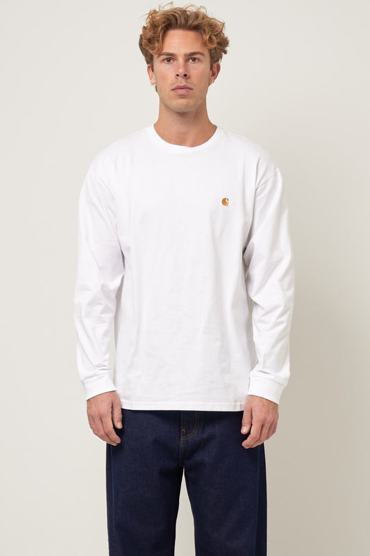 L/S Chase T-Shirt White/Gold