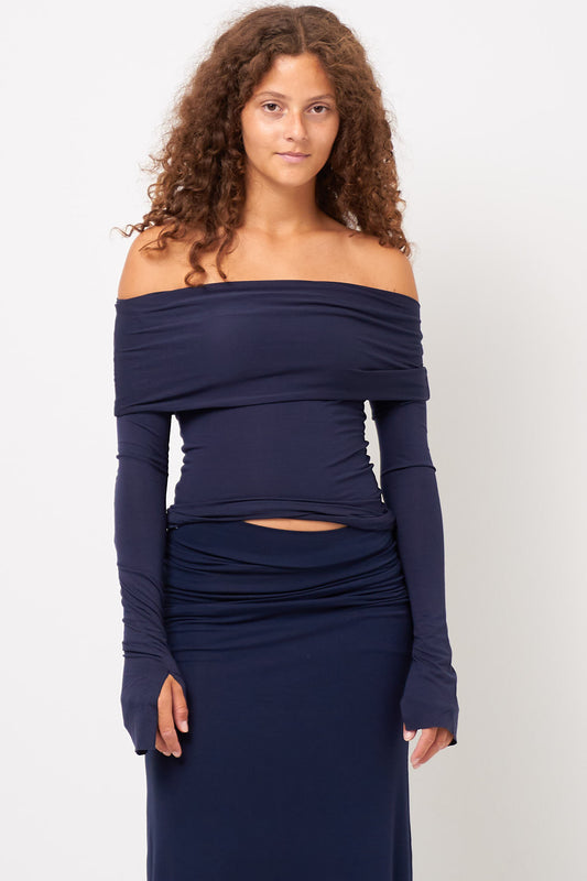 L/S Off-Shoulder Top Navy