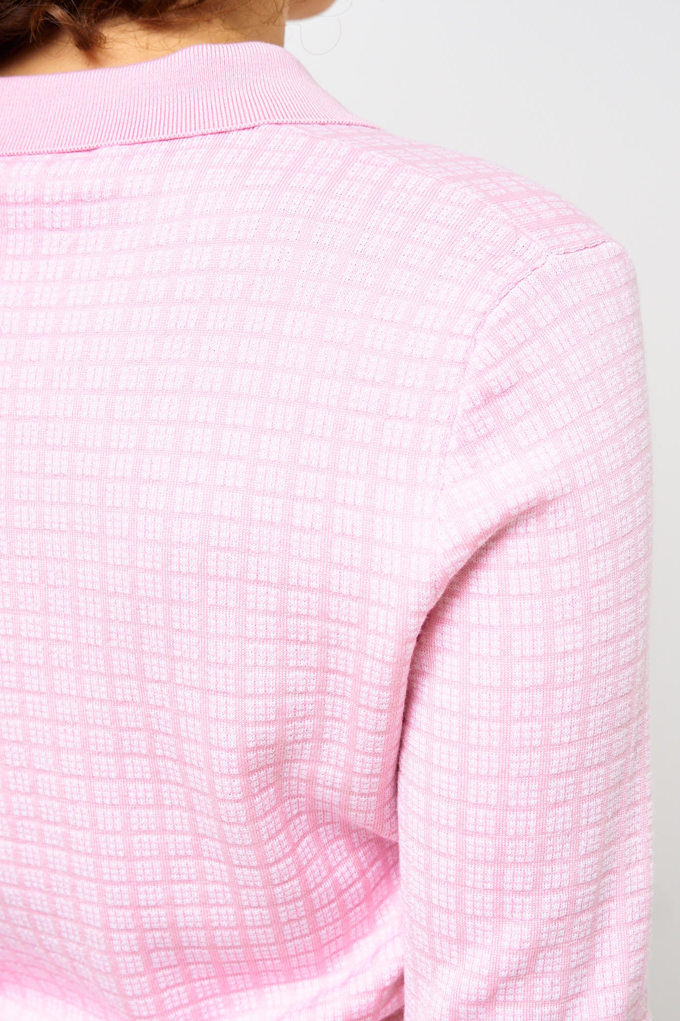 L/S Wool And Silk Polo Alabaster Check