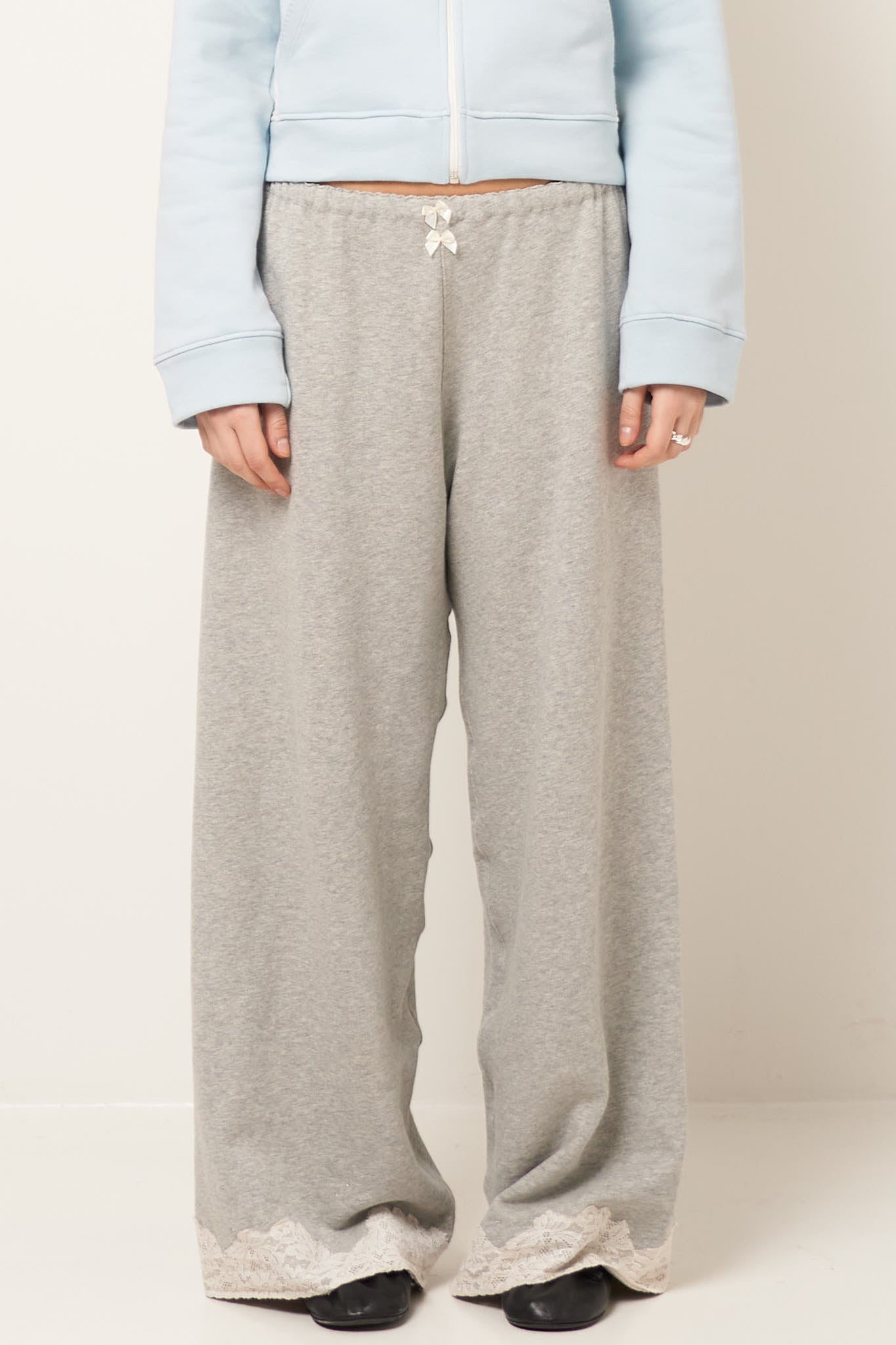 Lace Sweatpants Light Gray Melange