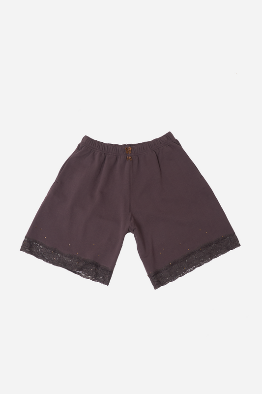 Lace Bermuda Sweatshorts Cocoa Brown