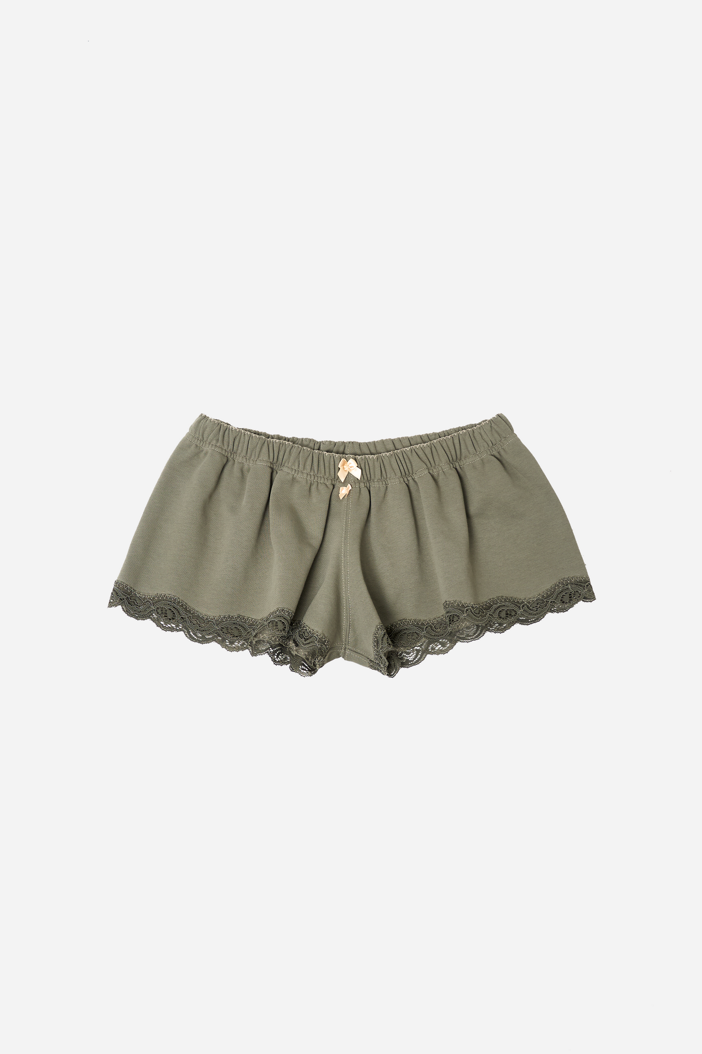 Lace Mini Sweatshorts Khaki