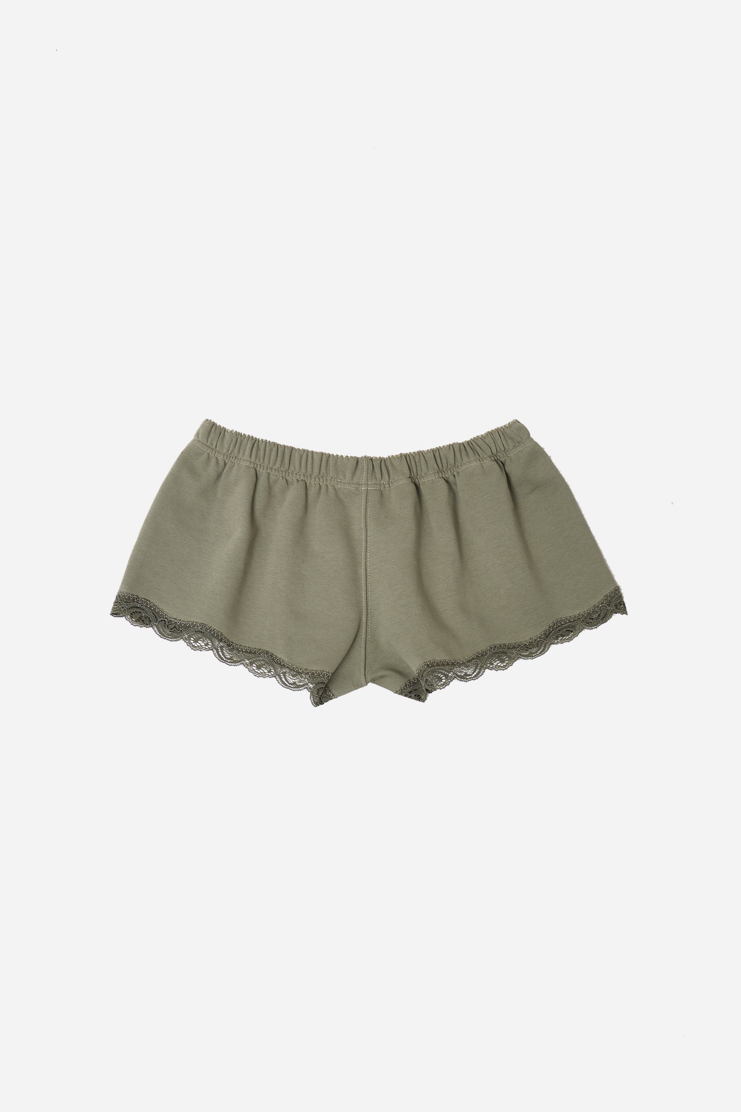 Lace Mini Sweatshorts Khaki