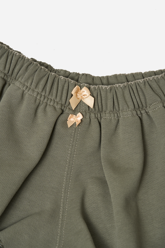 Lace Mini Sweat Shorts Khaki