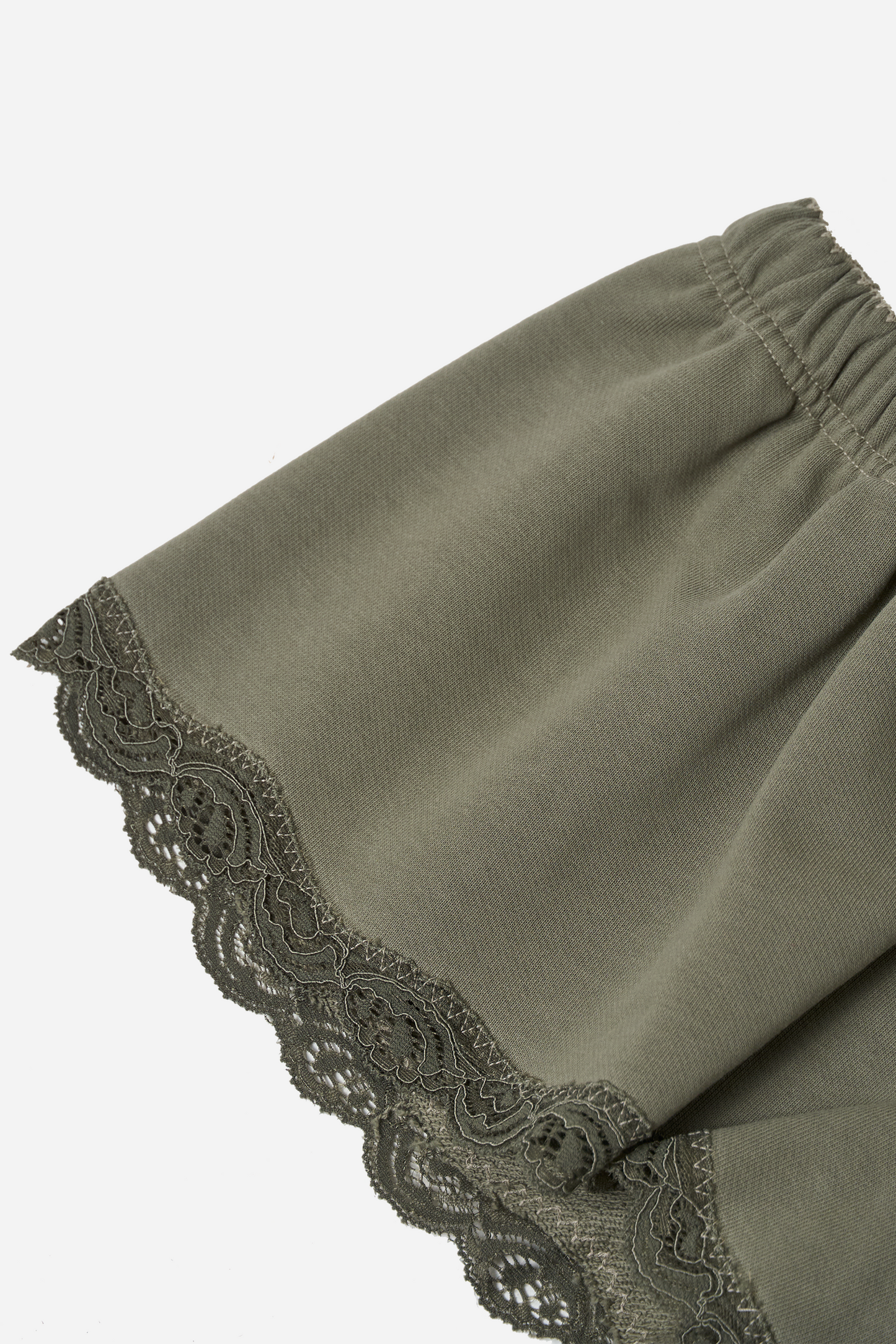 Lace Mini Sweatshorts Khaki