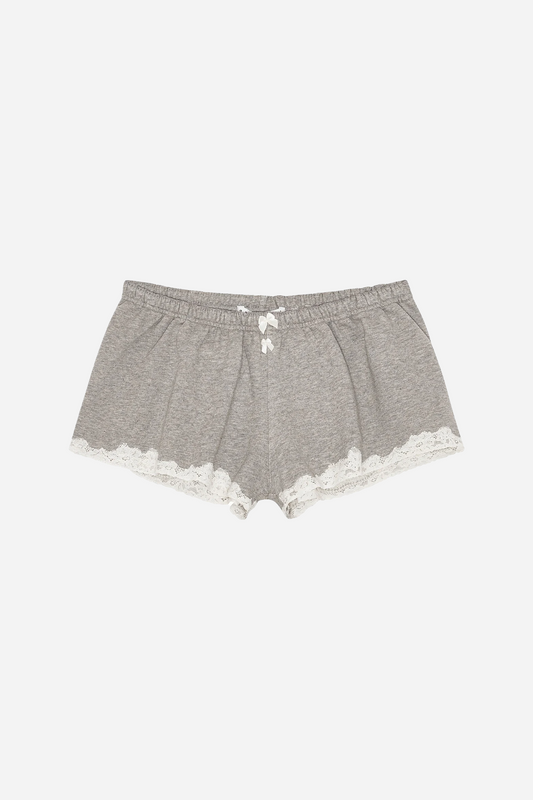 Lace Mini Sweatshorts Light Grey Melange