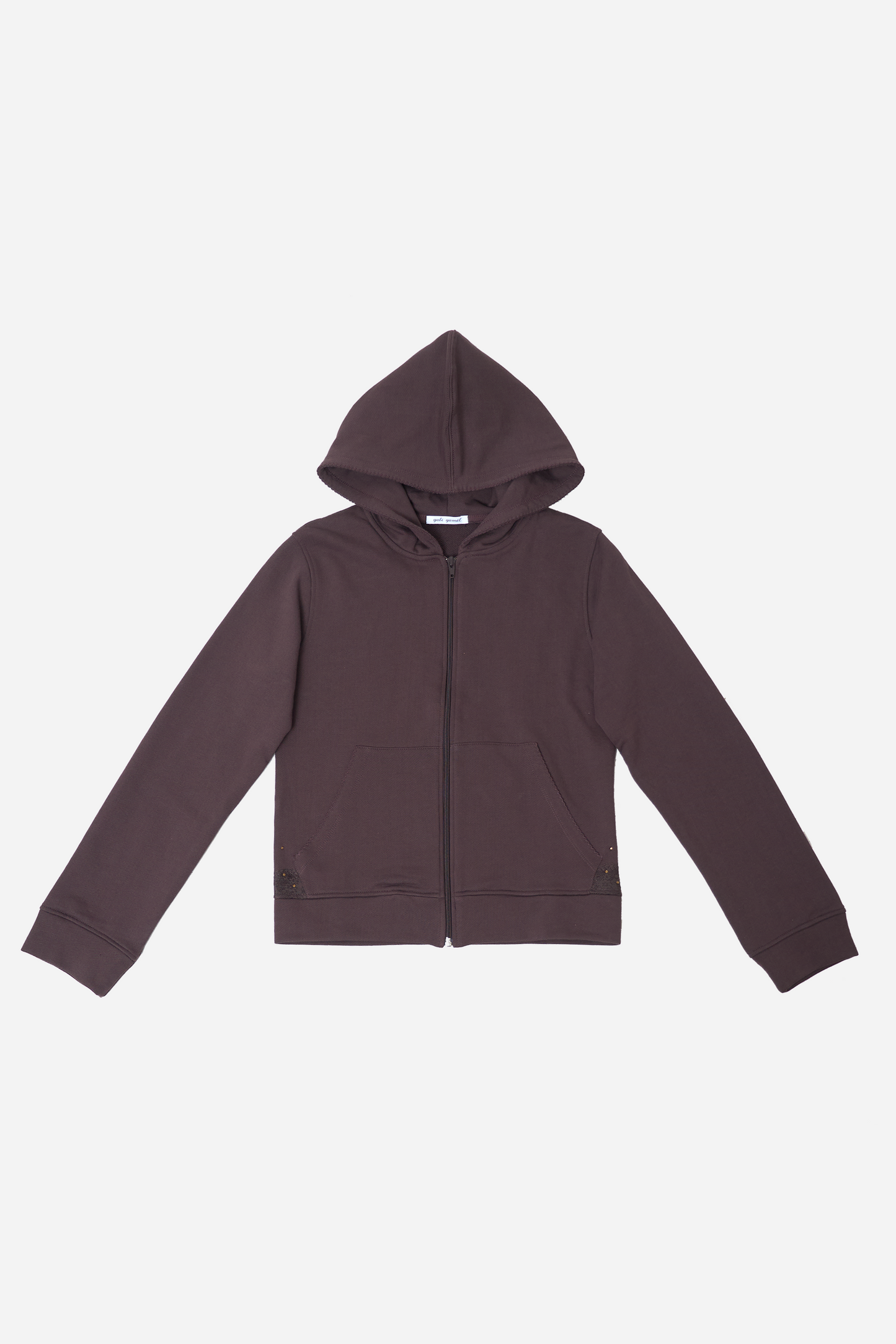 Lace Zip Up Hoodie Cocoa Brown