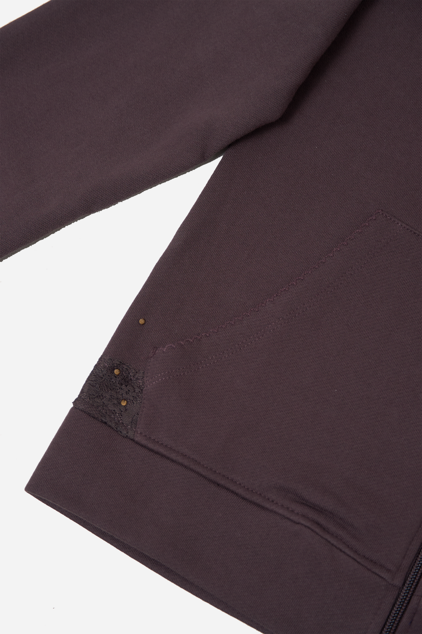 Lace Zip Up Hoodie Cocoa Brown