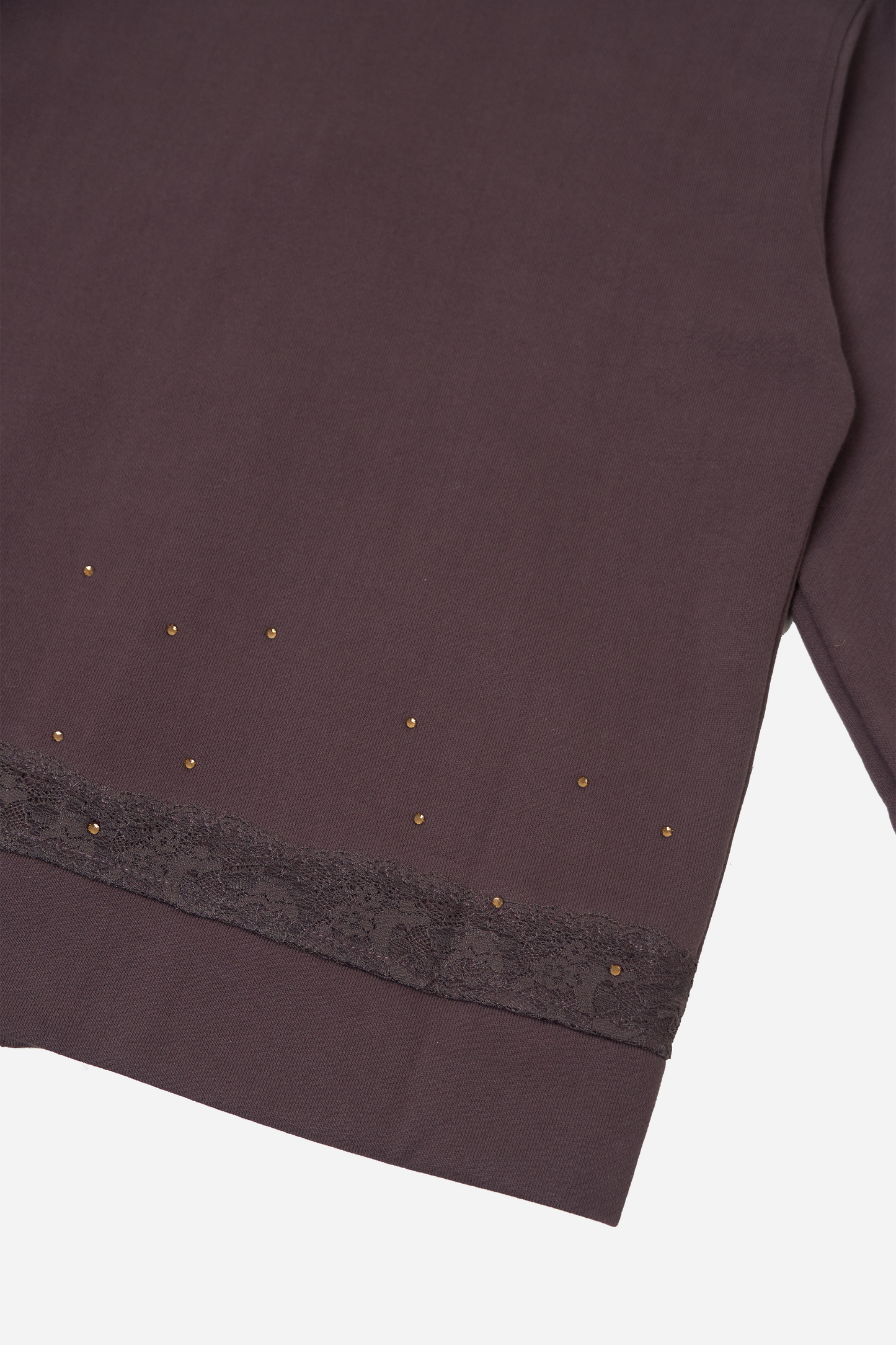 Lace Zip Up Hoodie Cocoa Brown