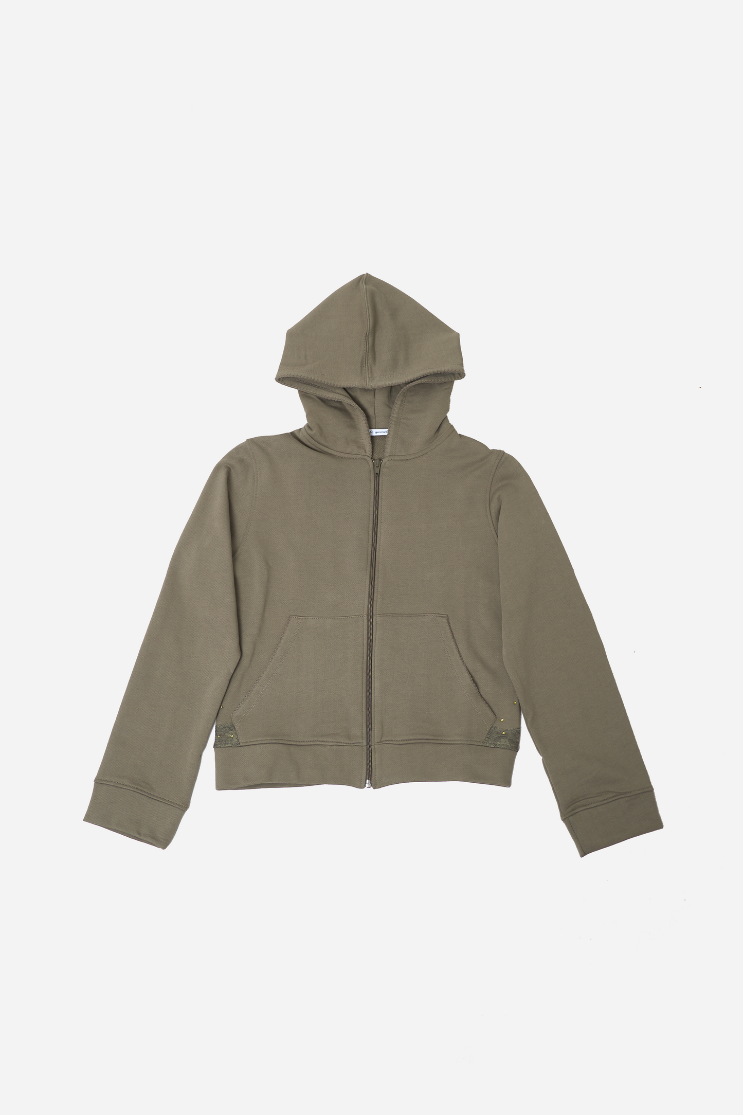 Lace Zip Up Hoodie Khaki