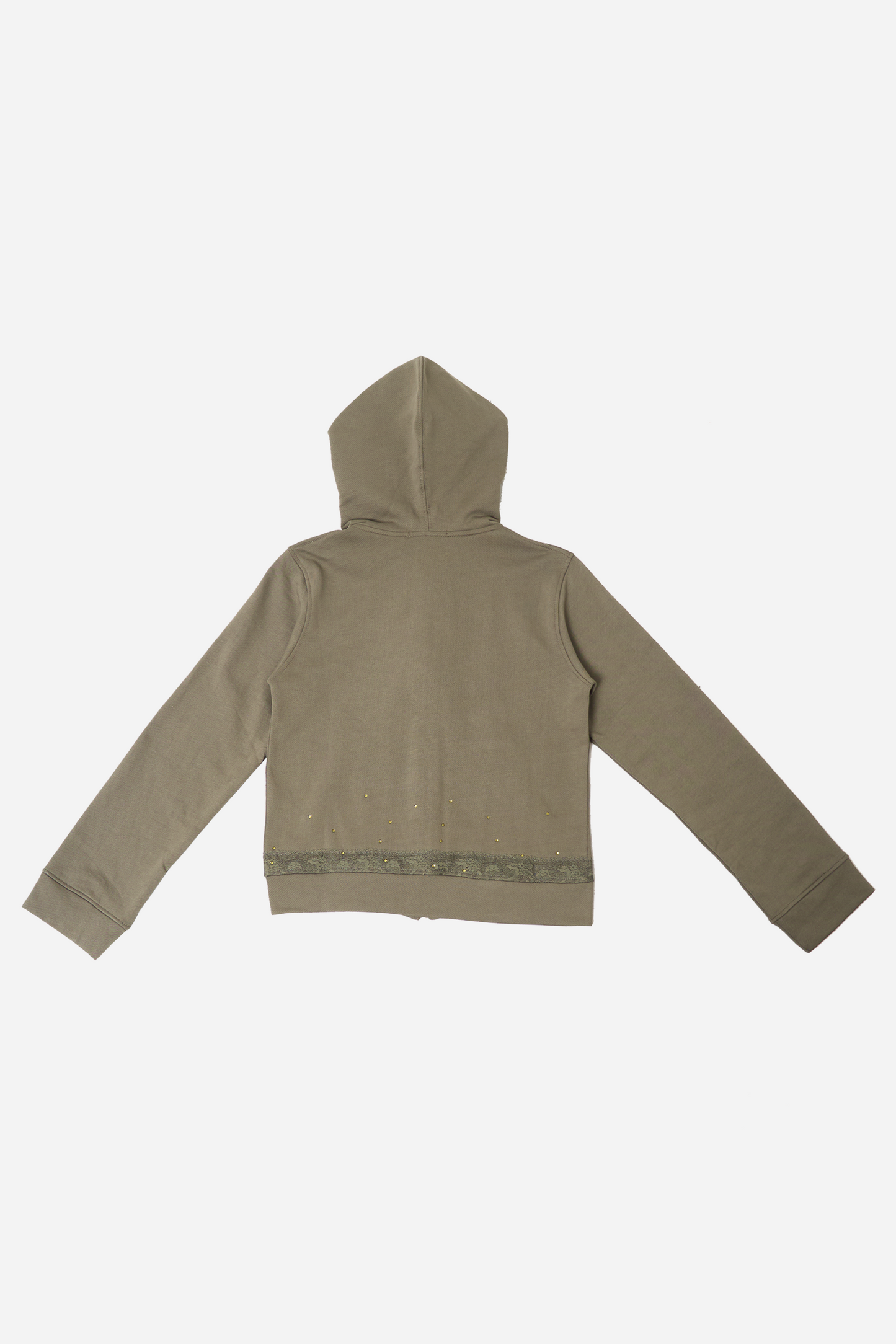 Lace Zip Up Hoodie Khaki