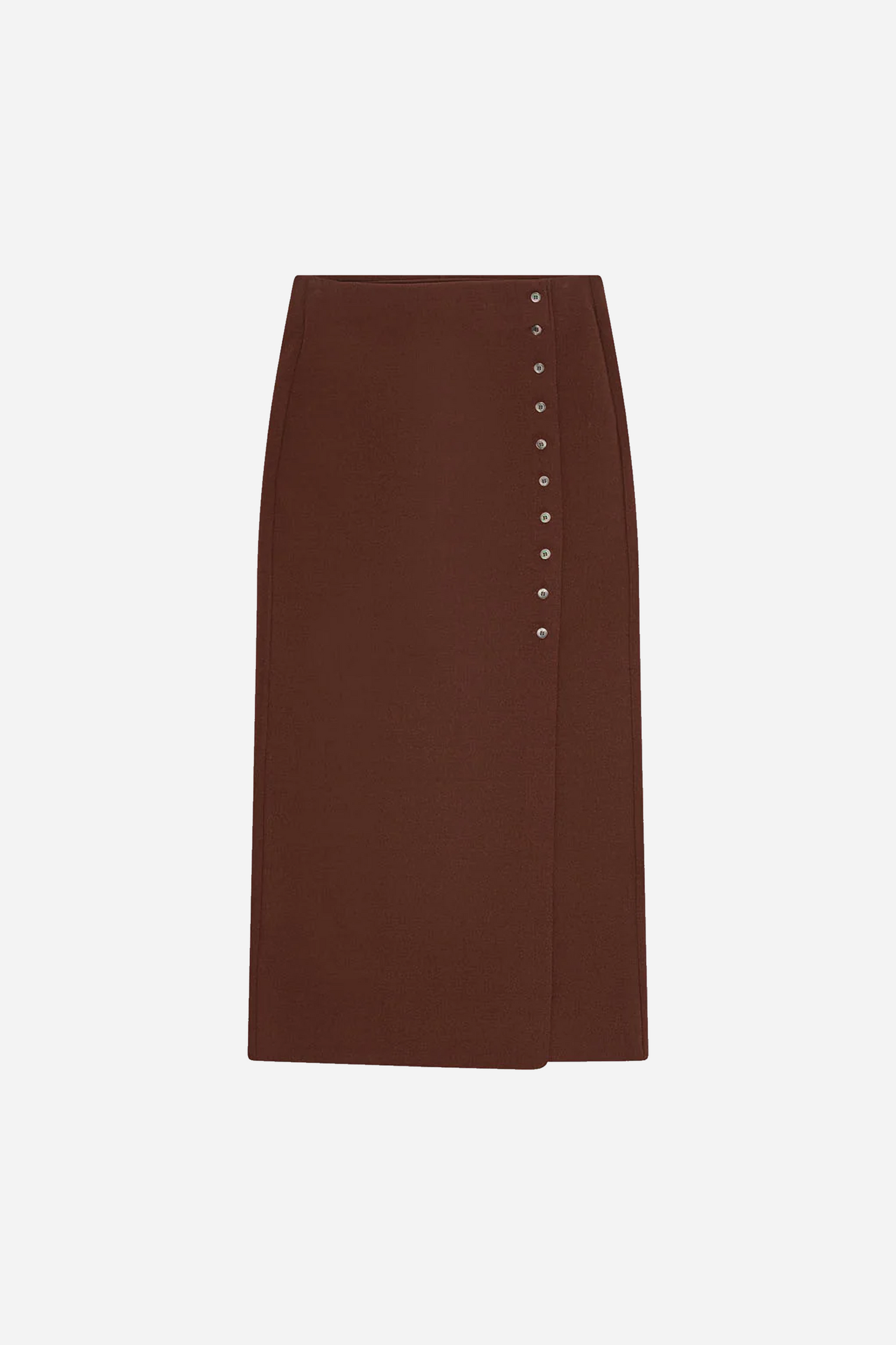 Lay2 Buttoned Wrap Skirt Brick
