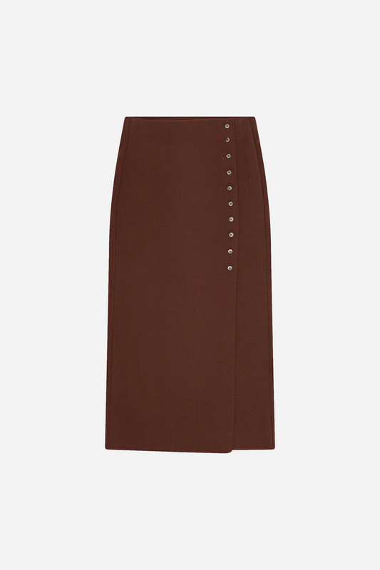 Lay2 Buttoned Wrap Skirt Brick