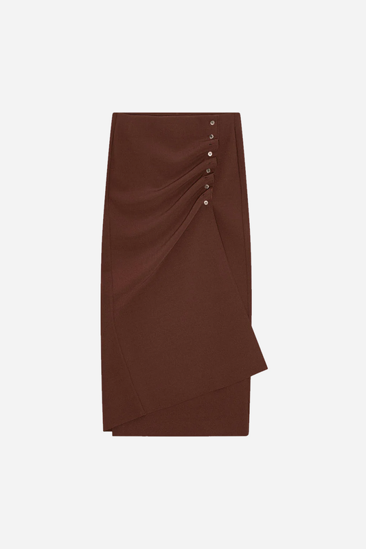 Lay2 Buttoned Wrap Skirt Brick