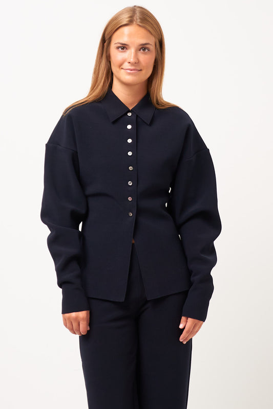 Lay3 Point Collar Cardigan Ink