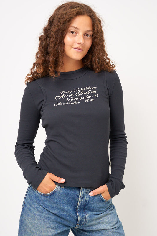 Layered Long-Sleeve T-Shirt Black