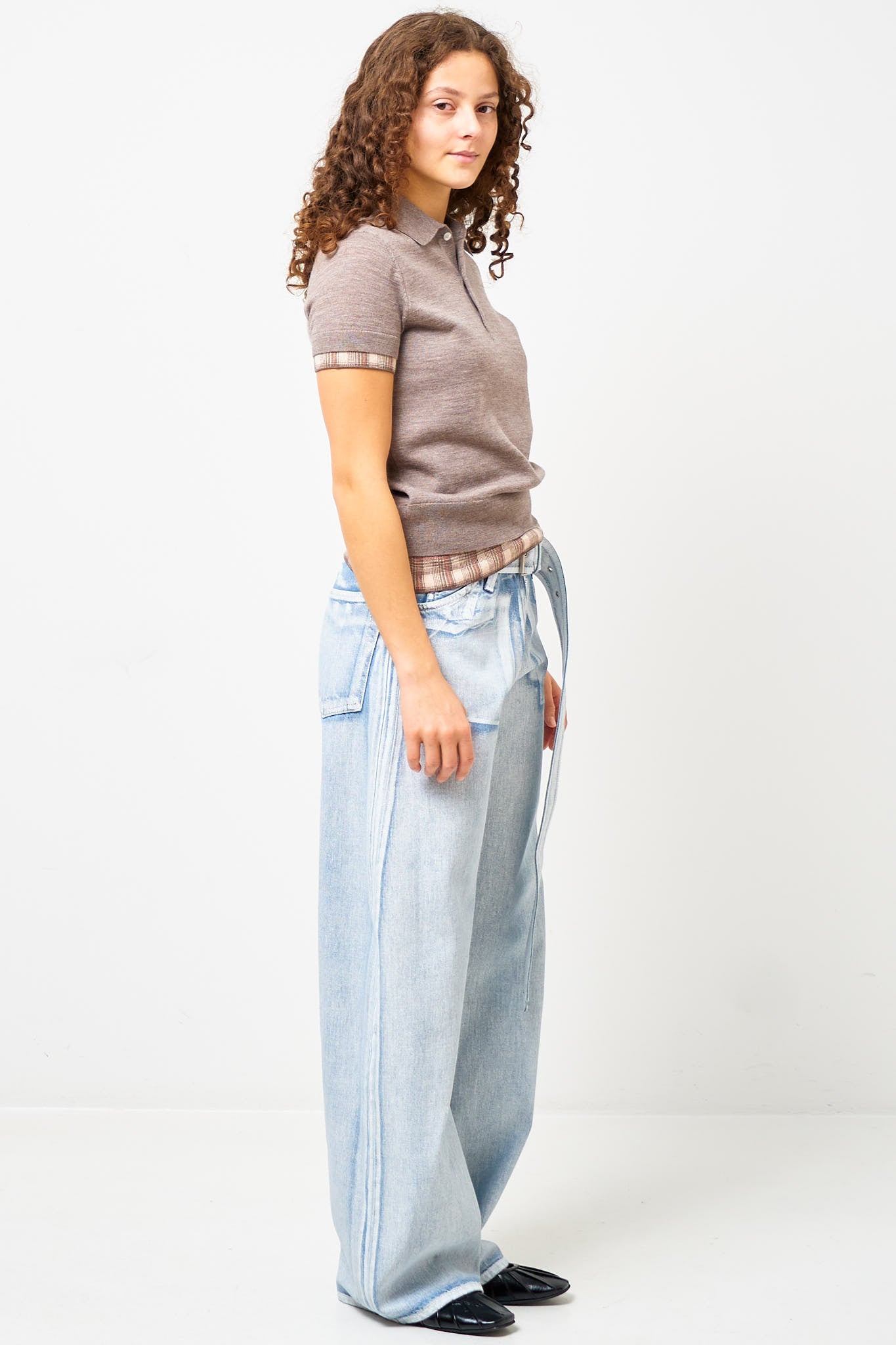 Layered Wool Knit Light Brown Melange