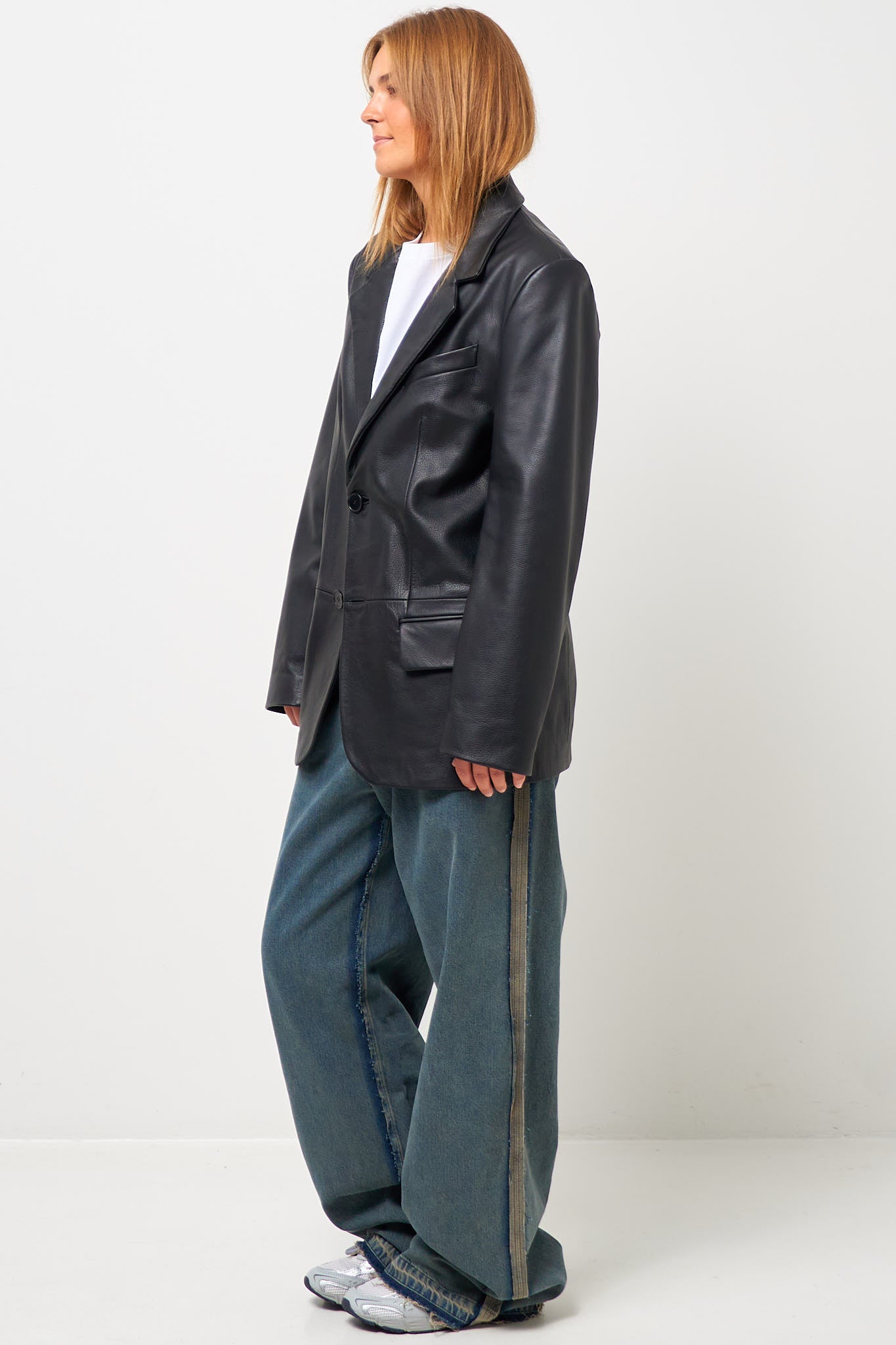 Leather Blazer Black