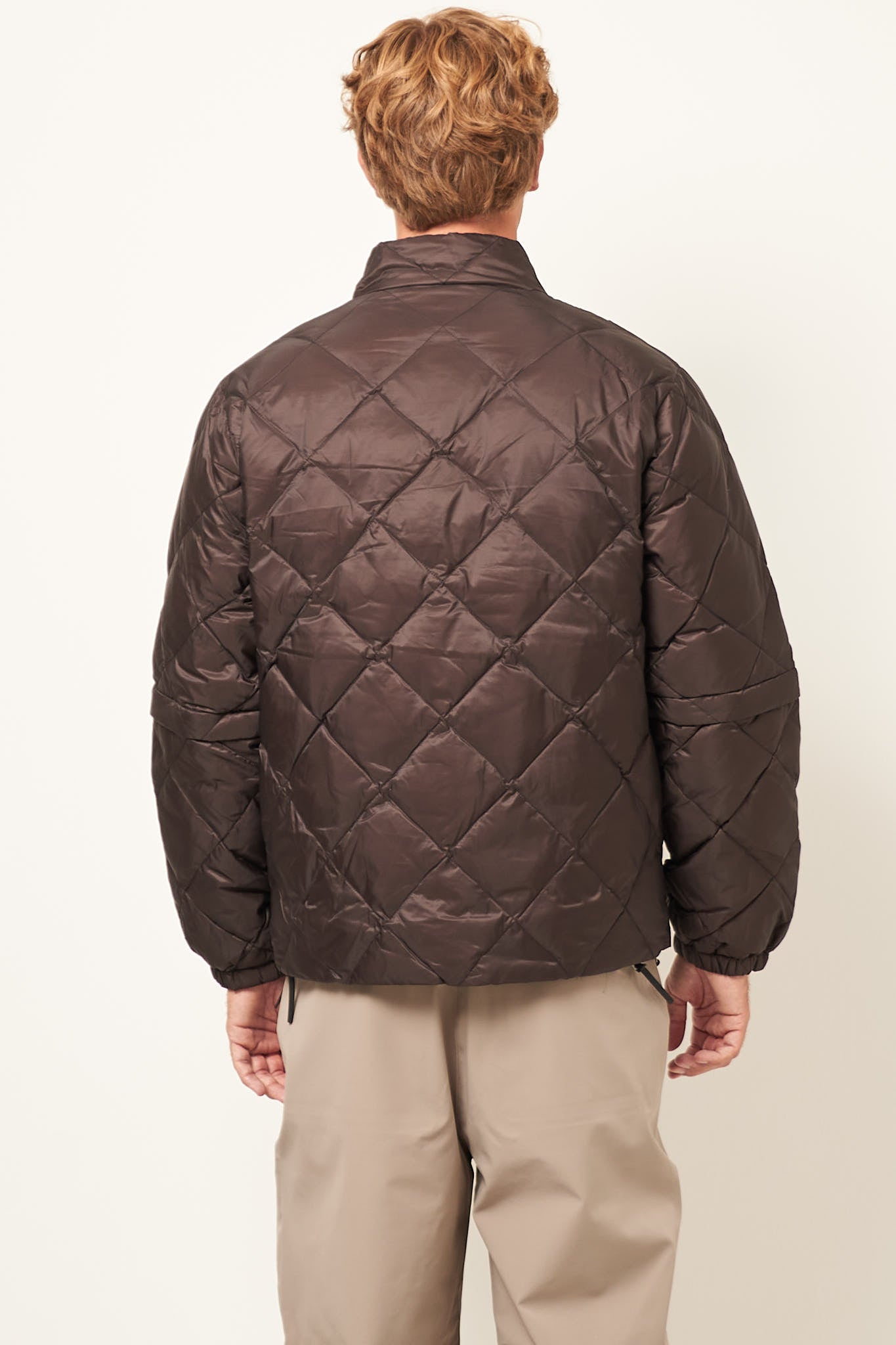 Light Down Detachable Sleeves Jacket Dark Brown