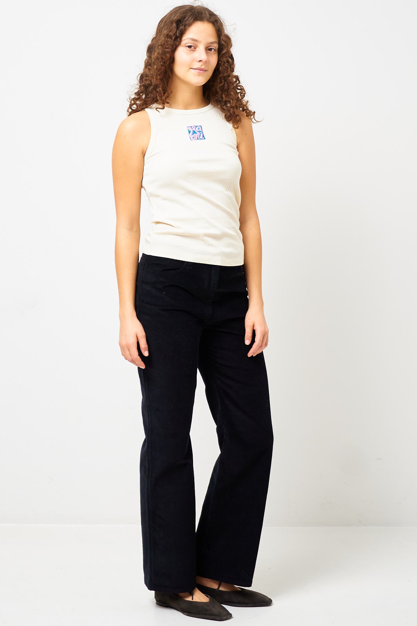 Logo Cotton Rib Tank Bone