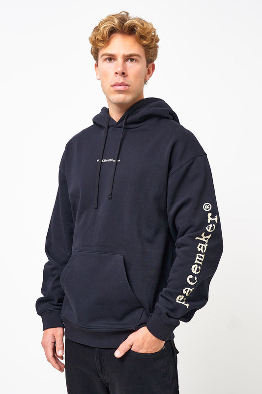 Loose Fit Hoodie Pigeon Print Black