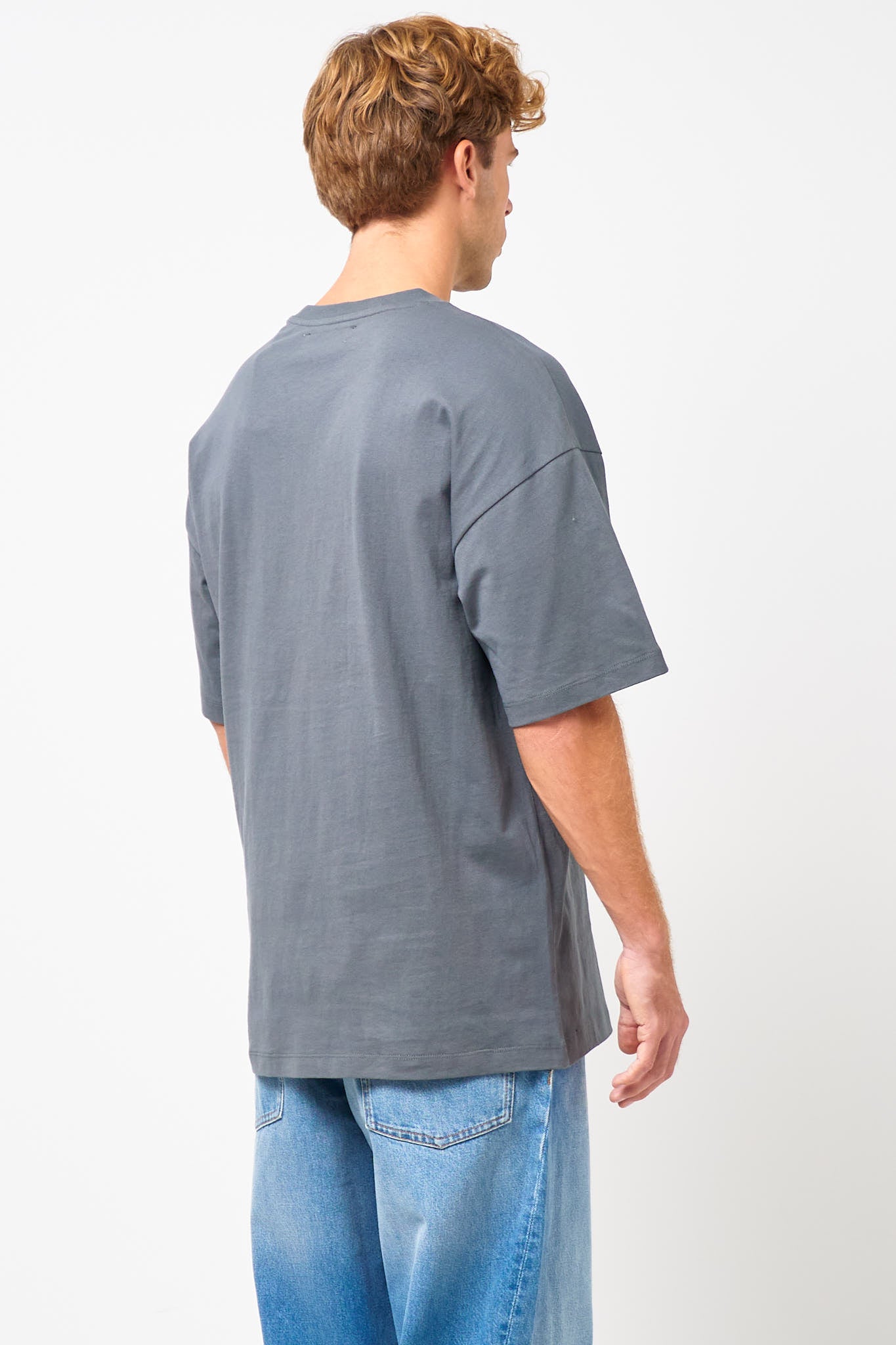 Loose Fit T-Shirt Landscape Print Gray