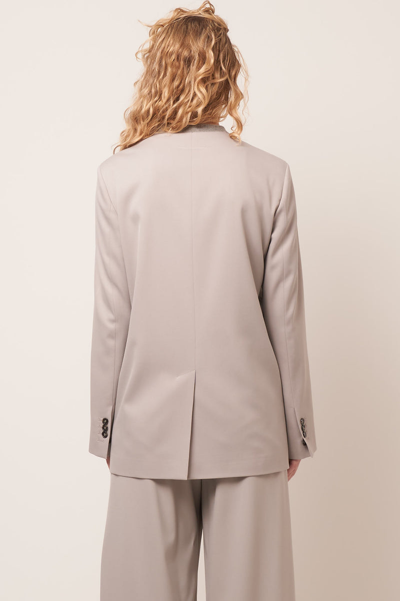 Collarless Suit Jacket Light Grey