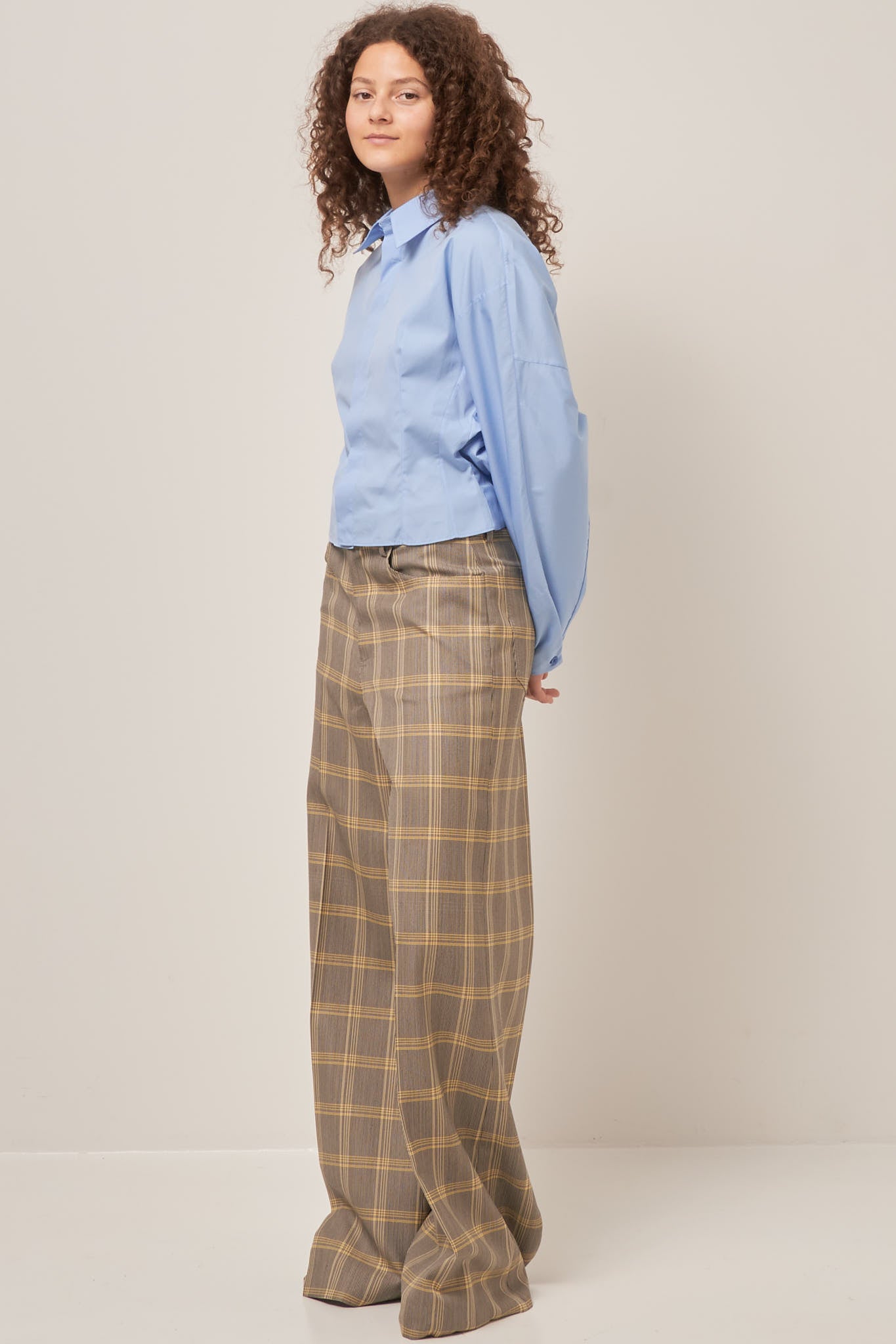 Gathered Back Poplin Shirt Blue