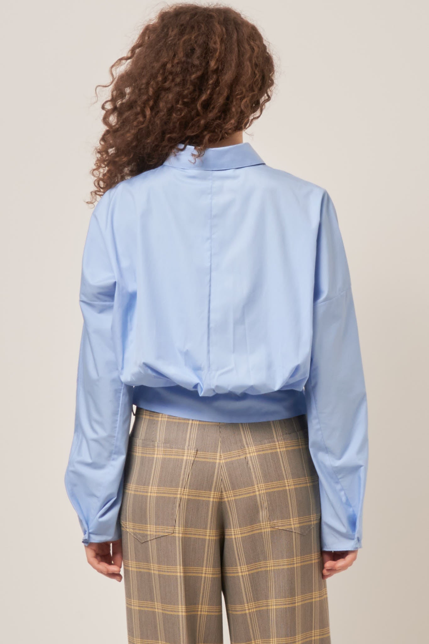 Gathered Back Poplin Shirt Blue