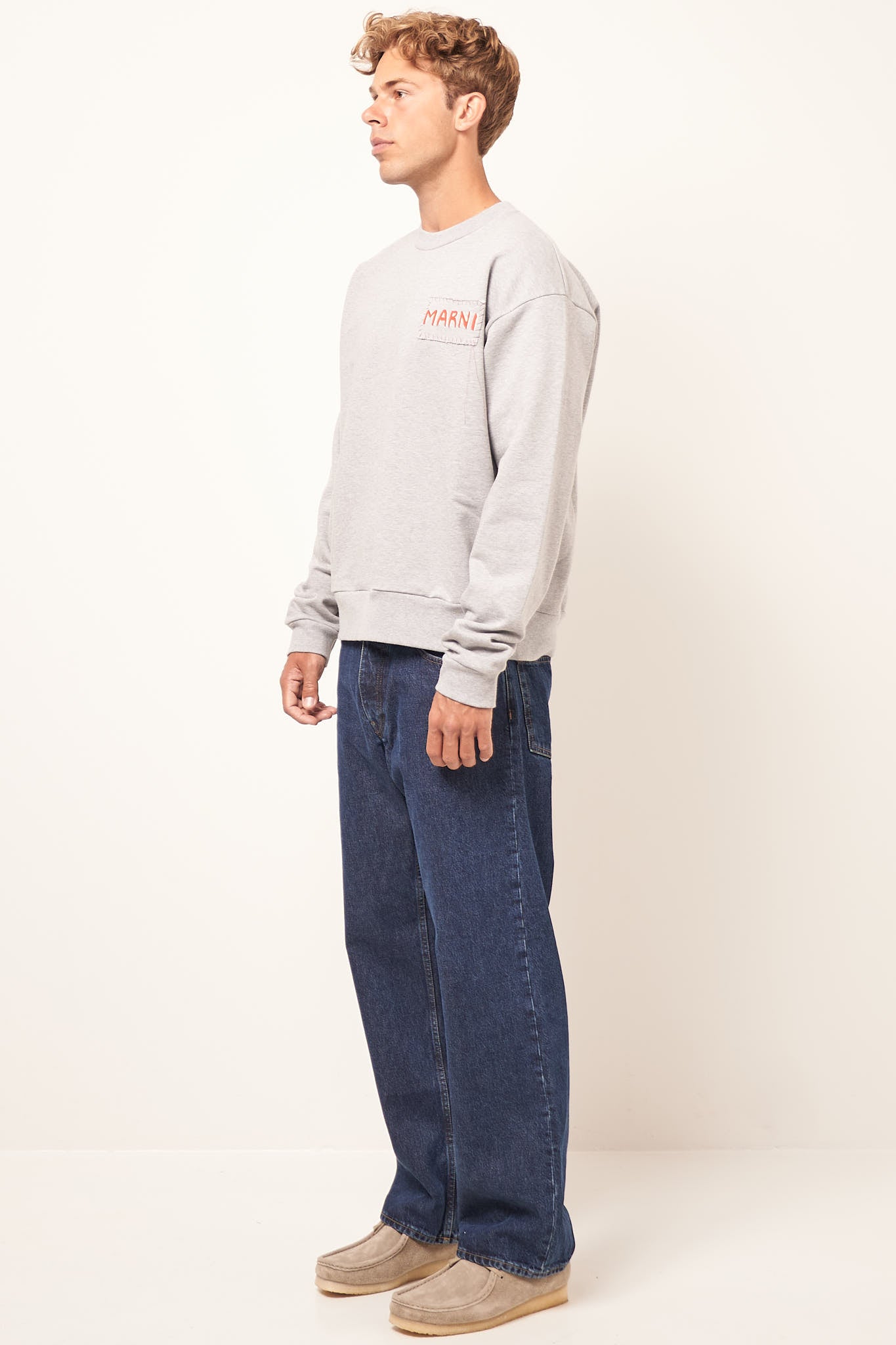 Marni Patch Sweatshirt Heather Grey