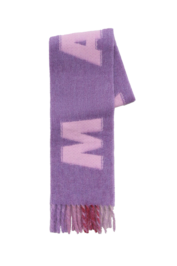 Maxi Logo Wool Scarf Prune Violet