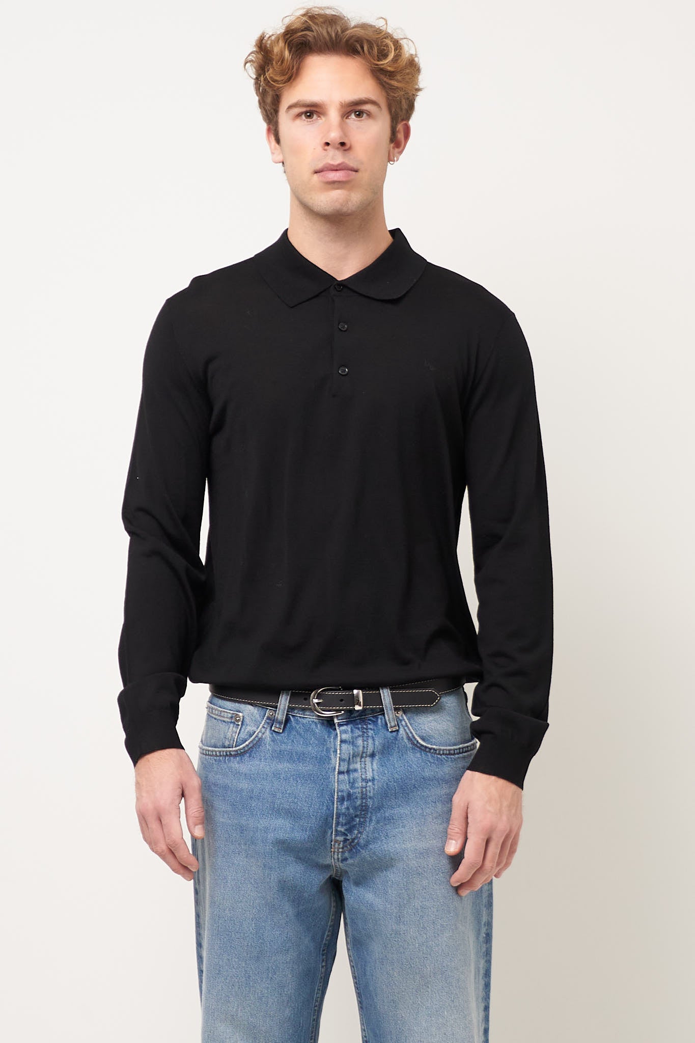 Merino Polo Black