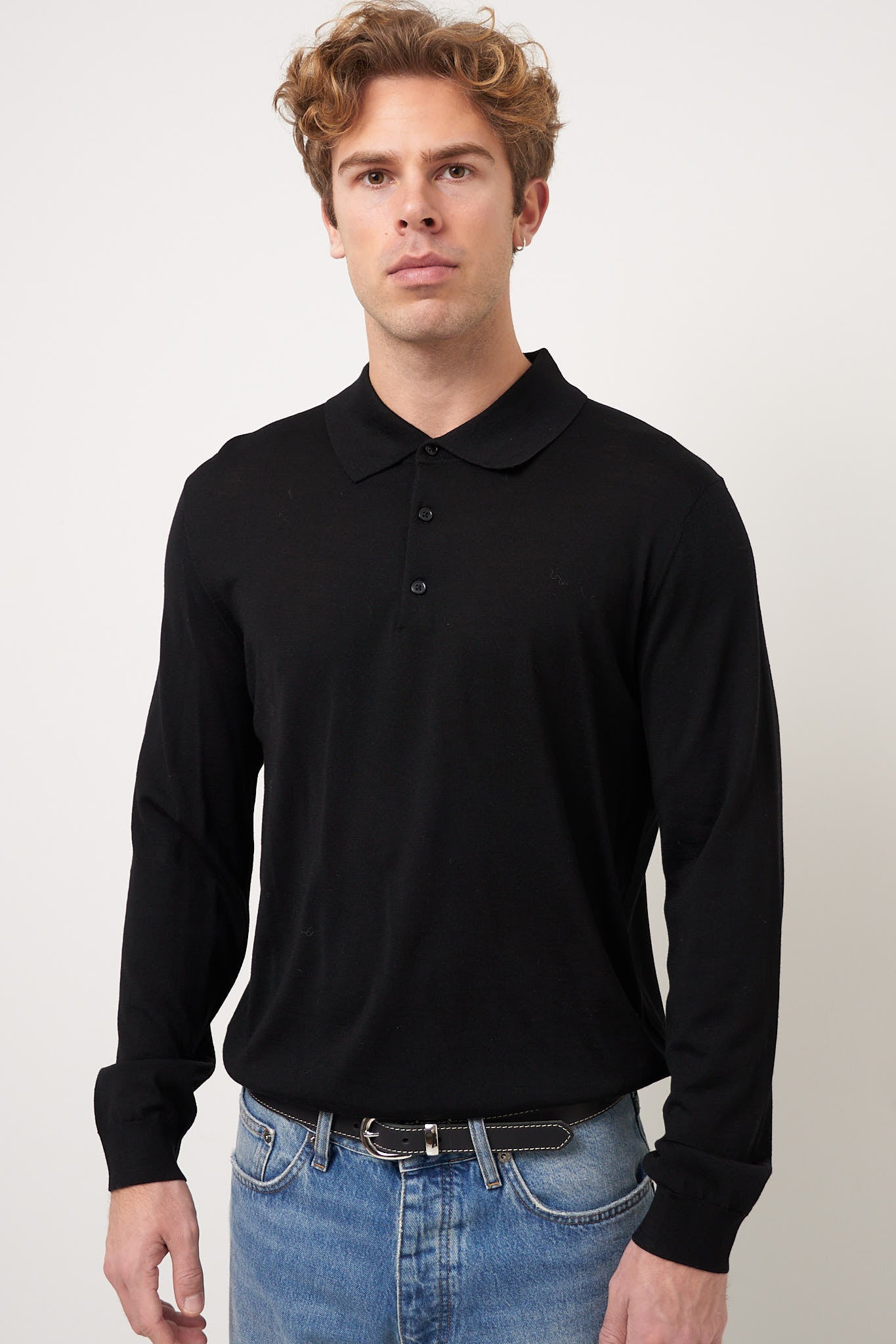 Merino Polo Black