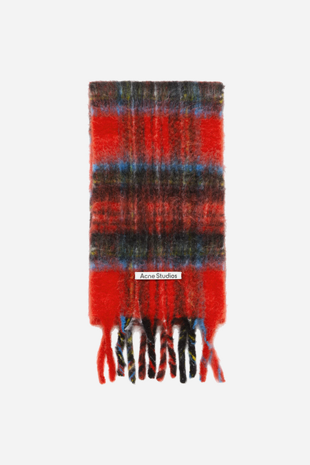 Acne Studios - Mohair Check Scarf Red/Blue – STRØM