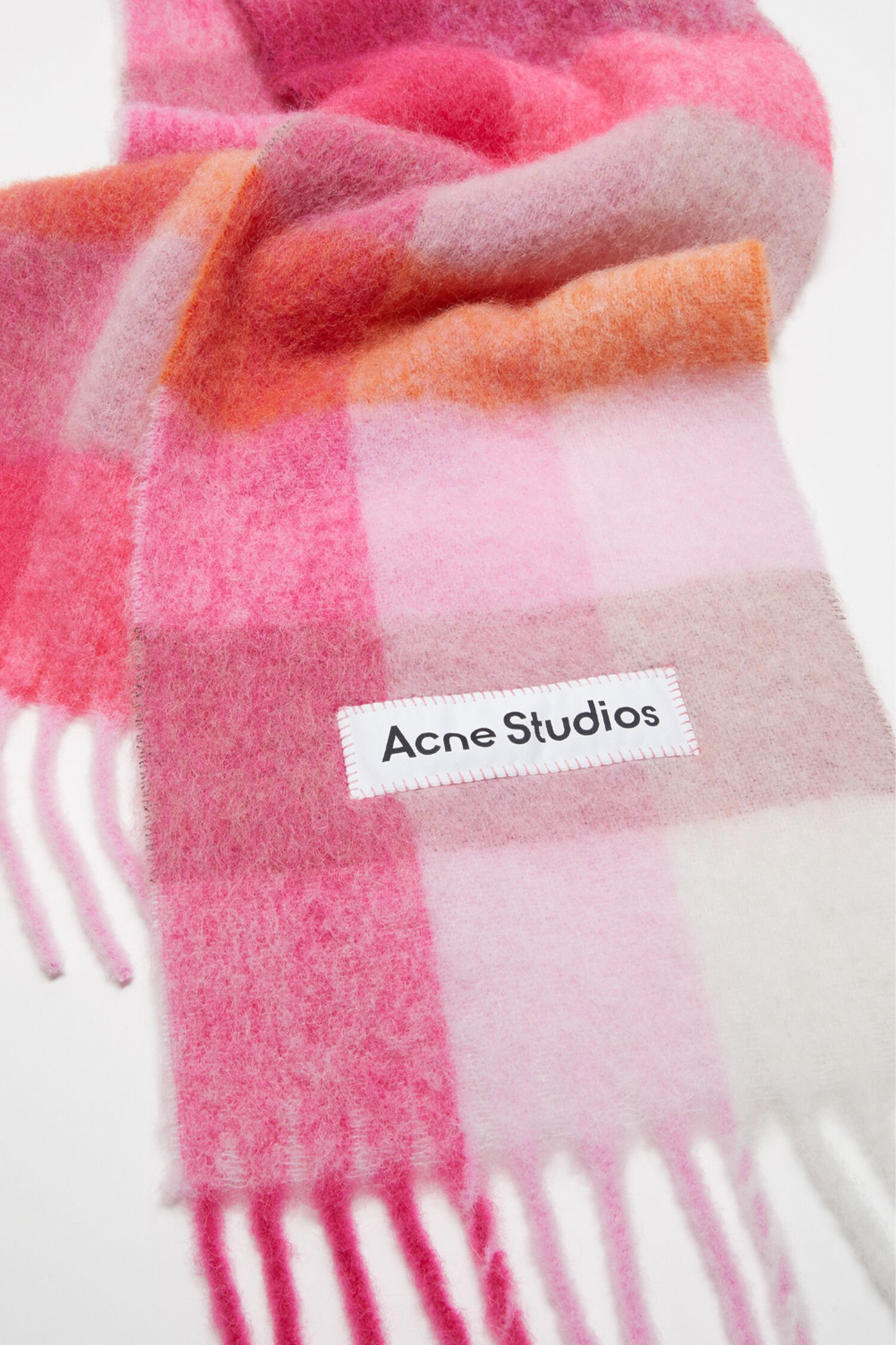 Mohair Checked Scarf Pink/Fuchsia/White