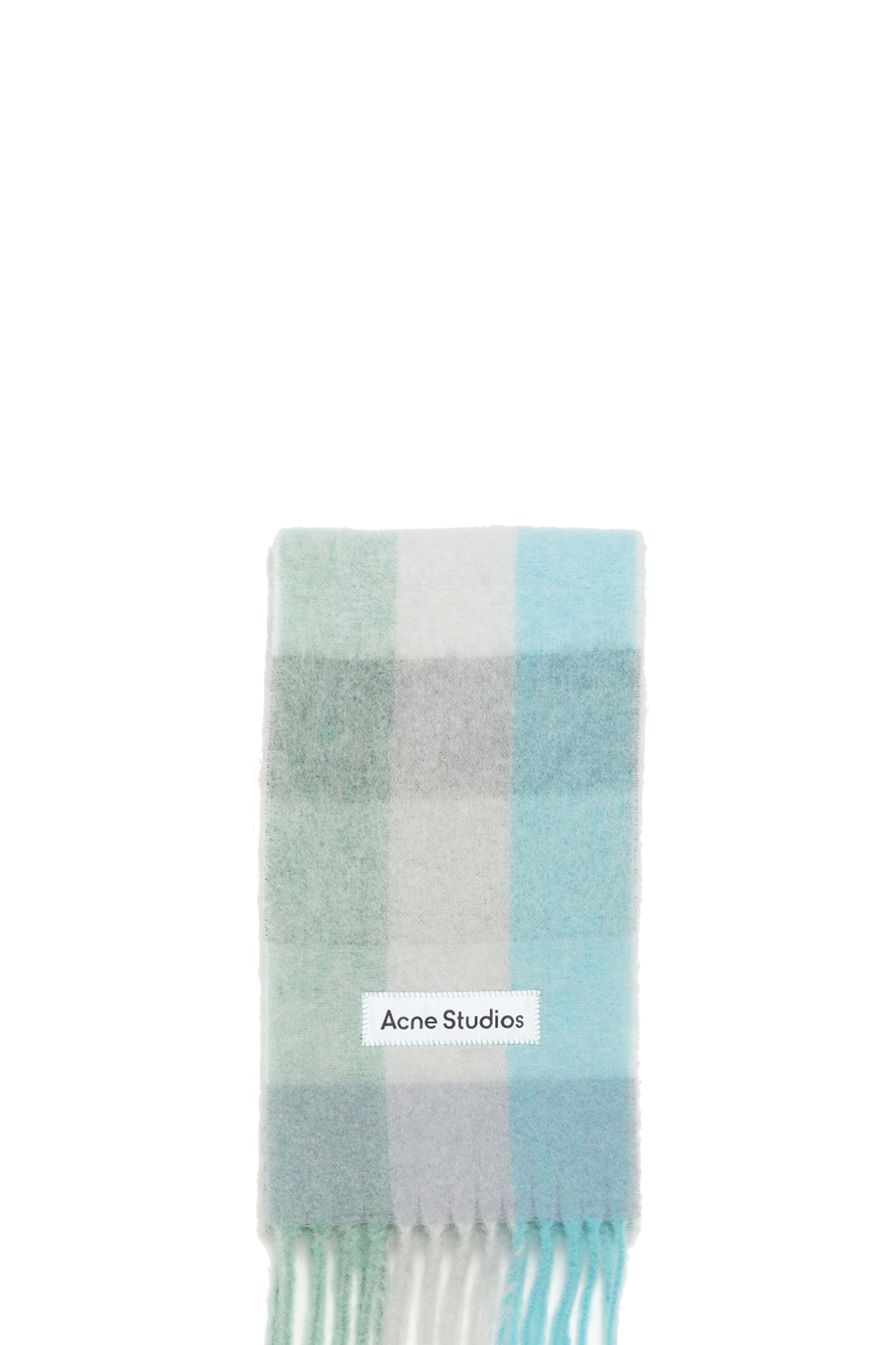 Mohair Checked Scarf Turquoise/Grey/Mint Green