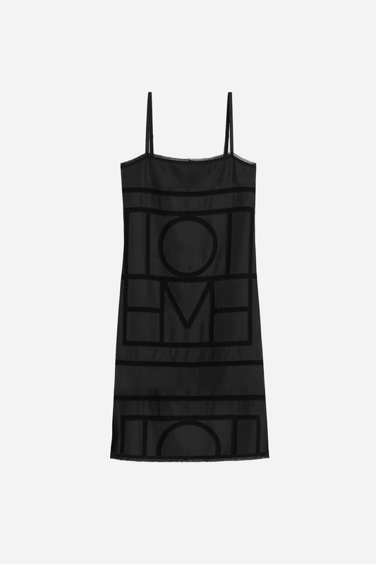 Monogram Silk Dress Washed Black