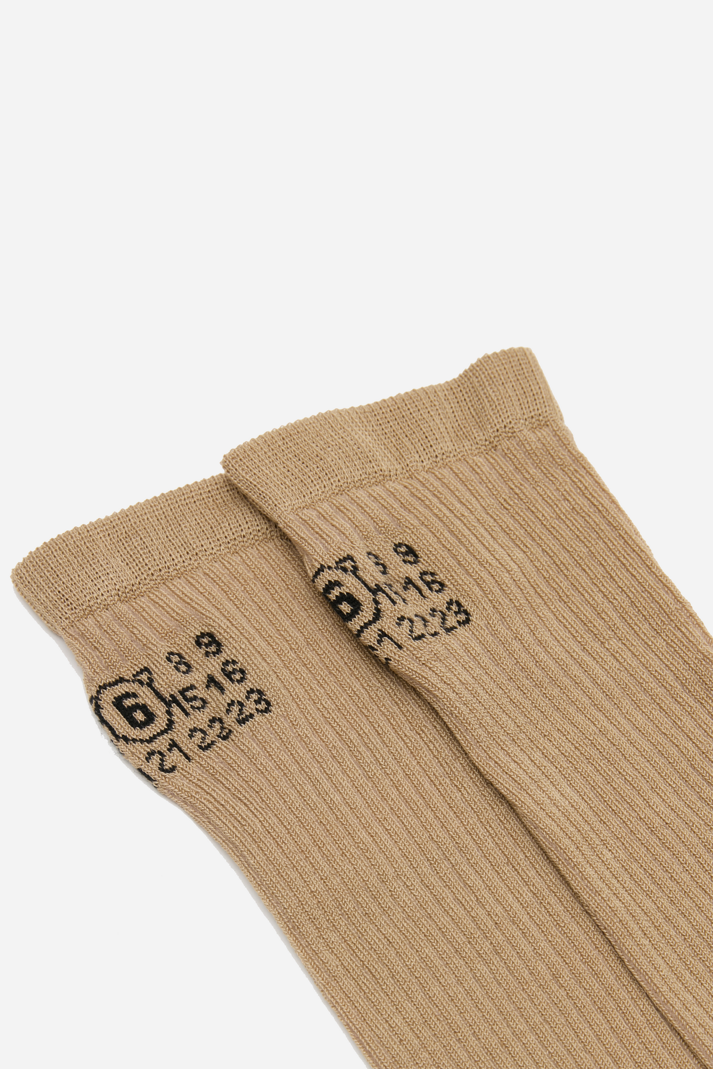 Numeric Ribbed Socks Taupe