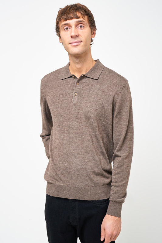 Otto Merino Polo Brown Melange